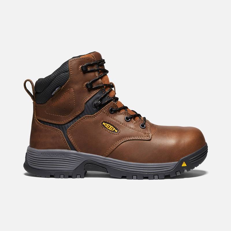 Keen Chicago Internal Met Waterproof 6" Carbon-Fiber Toe Arbeitsschuhe Herren DE-19634 Tobacco/Black